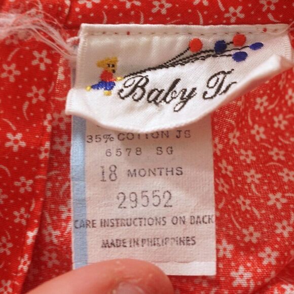 Vintage 90s Baby Togs Red White Floral A-Line Baby Top - Picture 8 of 8